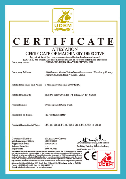 Chine Shandong Beijun Heavy Industry Co., Ltd. certifications