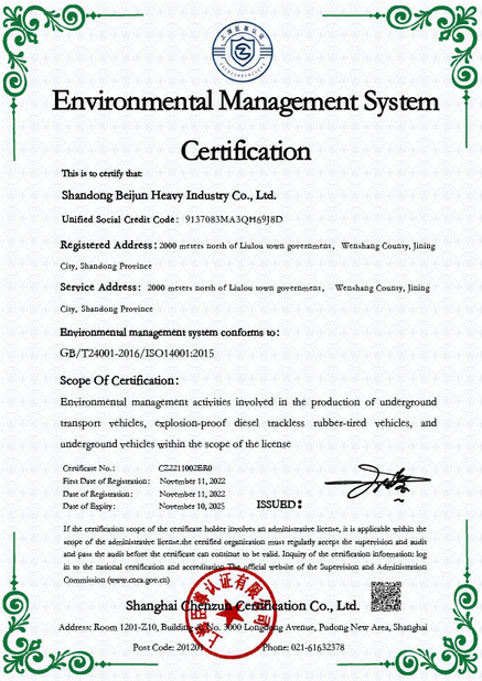 Chine Shandong Beijun Heavy Industry Co., Ltd. certifications